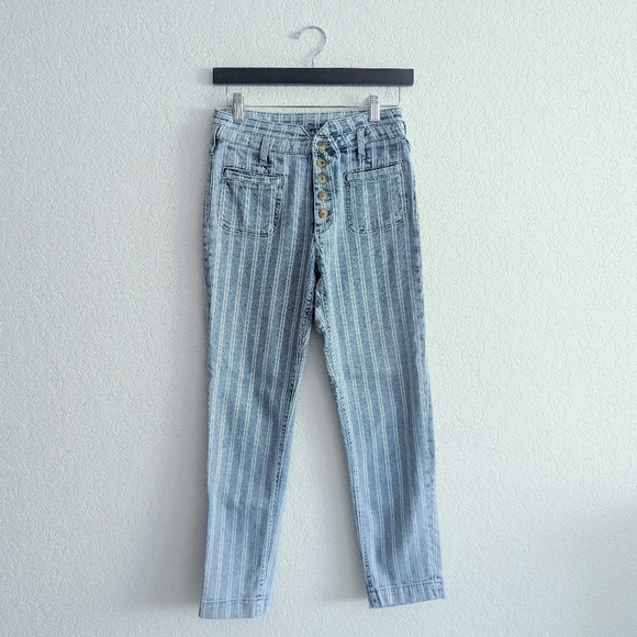 Anthropologie X Pilcro And The Letterpress Striped Button-fly Jeans - Picture 1 of 5